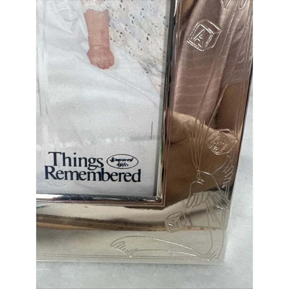 Things Remembered Baby Christening Silver Plate Frame Photo